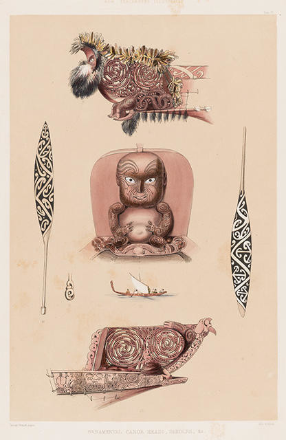 Ornamental Canoe Heads, Paddles &c.