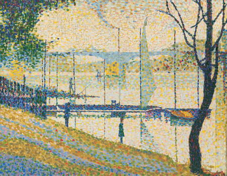 Bridget Riley Copy after The Bridge at Courbevoie by George Seurat 1959. Oil on canvas. Private collection. © Bridget Riley 2017. All rights reserved