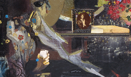Mother and daughter quarrelling (detail). Jacqueline Heavey. 1977. Oil and collage on board. Collection of Christchurch Art Gallery Te Puna O Waiwhetū. Purchased, 1983. Reproduced courtesy of the artist.