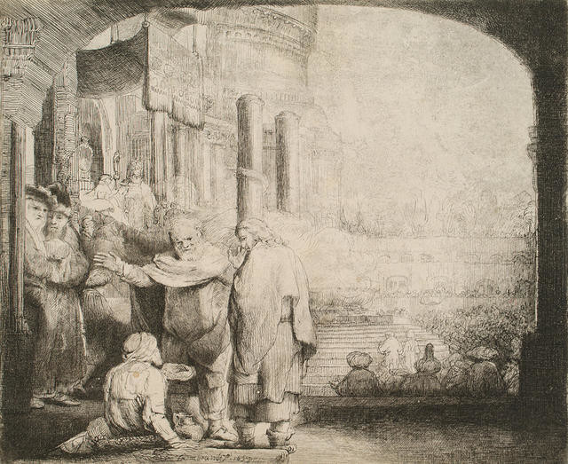 Peter and John healing a beggar at the Temple Gate