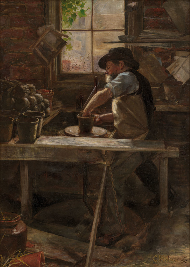 Charles Kidson The Potter [Luke Adams] 1896. Oil on canvas on board. Collection of Christchurch ArtGallery Te Puna o Waiwhetu, gift of H. R. Adams, 1965