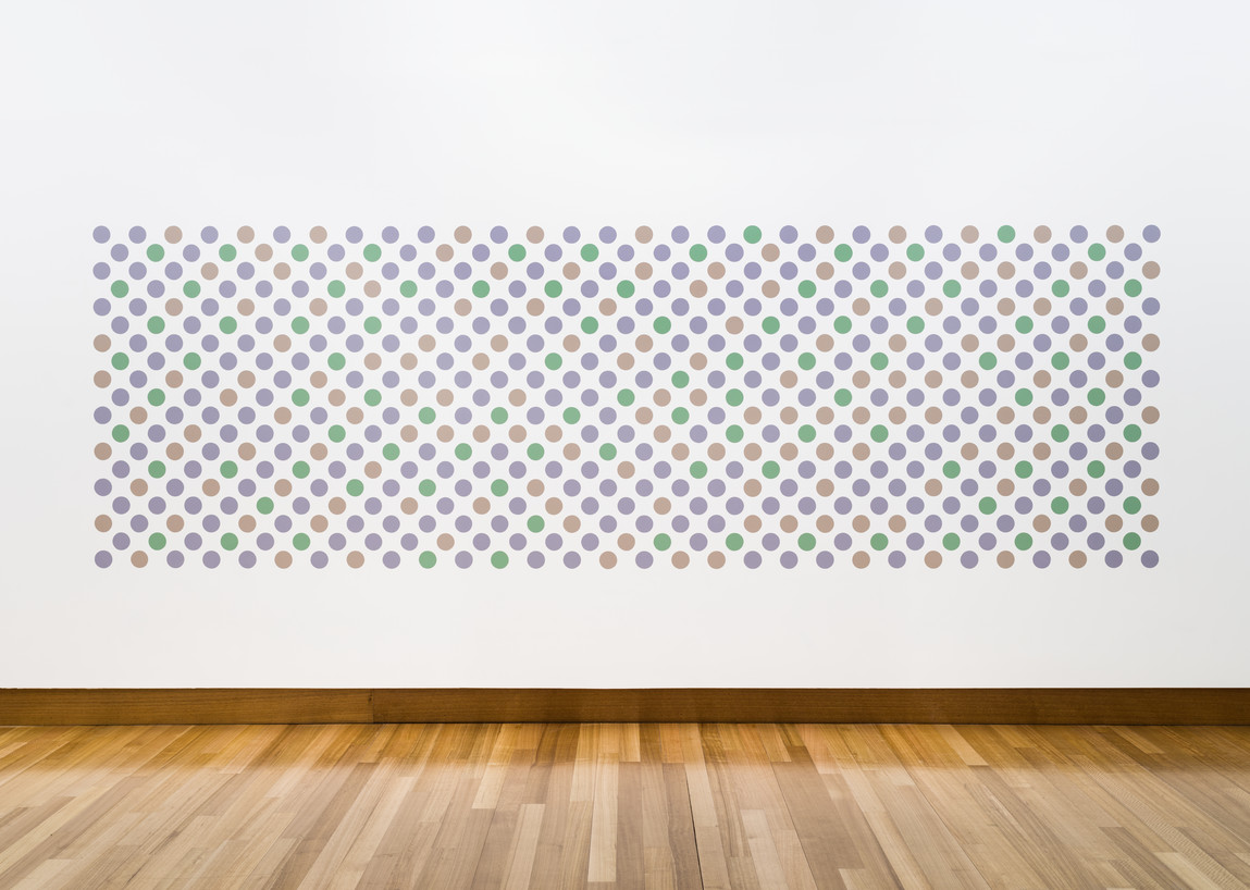Bridget Riley Cosmos 2016–17. Graphite and acrylic on plaster. Collection of Christchurch Art Gallery Te Puna o Waiwhetū, acquired through the Christchurch Art GalleryFoundation with the generous help of Heather Boock; Ros Burdon; Kate Burtt; Dame Jenny Gibbs; Ann de Lambert and daughters, Sarah, Elizabeth, Diana, and Rachel;Barbara, Lady Stewart; Gabrielle Tasman; Jenny Todd; Nicky Wagner; and the Wellington Women’s Group (est. 1984). © Bridget Riley 2017. All rights reserved
