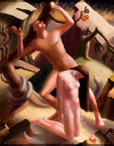 A. Lois White Expulsion c.1939. Oil on board. Collection of Christchurch Art Gallery Te Puna o Waiwhetū, purchased 2009