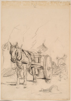 Petrus van der Velden Road work, Sumner 1890. Charcoal. Presented by the family of A. F. Nicoll, 1960
