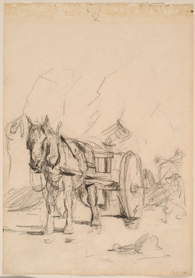 Petrus van der Velden Road work, Sumner 1890. Charcoal. Presented by the family of A. F. Nicoll, 1960