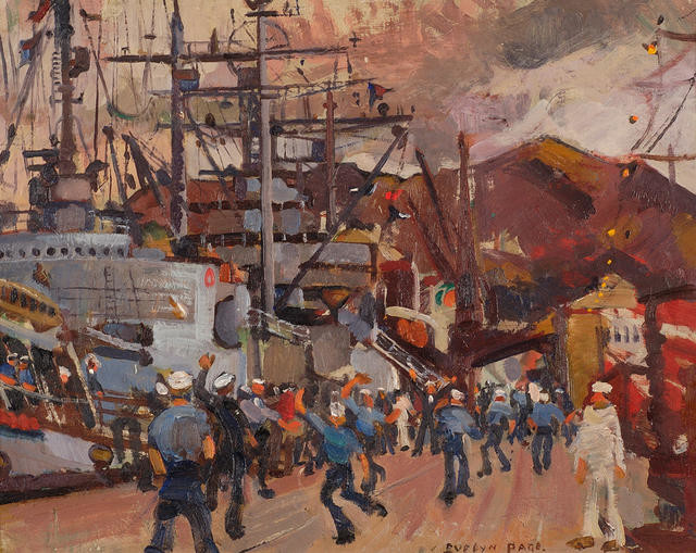 Admiral Byrd’s flagship and sailors playing
