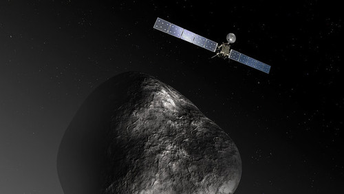 Rosetta at Comet 67P/Churyumov-Gerasimenko. Thanks ESA.