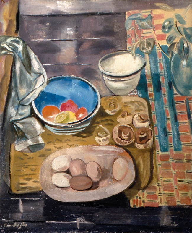 Frances Hodgkins Still Life with Eggs and Mushrooms c. 1929. Oil on canvas. Royal Pavilion and Museums, Brighton and Hove, gift of the Contemporary Arts Society, 1940