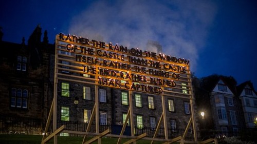 Robert Montgomery, Edinburgh Fire Poem, 2013. Image courtesy of Adam & Tree Carr.