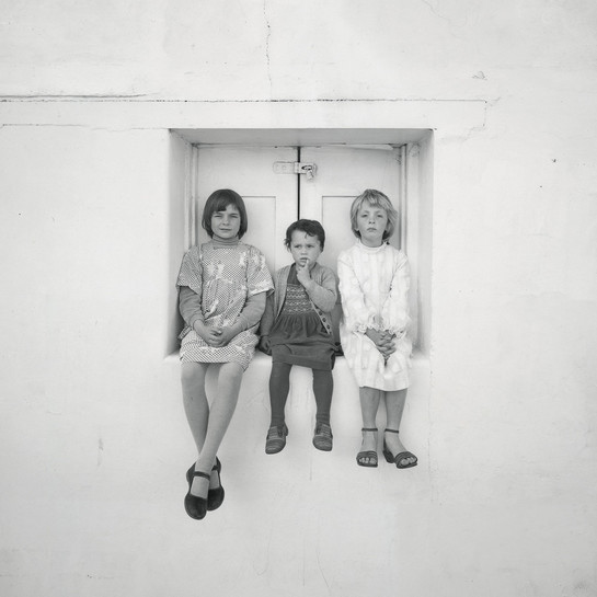 Laurence Aberhart Kamala, Astral and Charlotte, Lyttelton, October 1981. 8 x 10" contact print. Collection of Christchurch Art Gallery Te Puna o Waiwhetū, purchased 2016