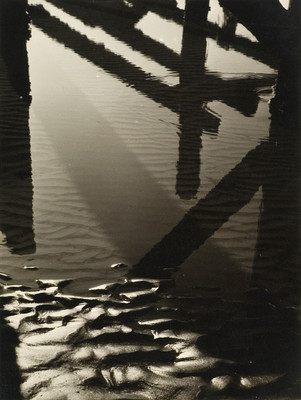 Rudolf Gopas Old Wharf, Sumner. Black and white photograph. Collection of Christchurch Art Gallery Te Puna o Waiwhetū, presented to the Gallery by Airini Gopas 1986. Reproduced with permission