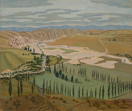 Doris Lusk Towards Omakau 1942. Oil on board. Collection of Christchurch Art Gallery Te Puna o Waiwhetū, William A. Sutton bequest 2000