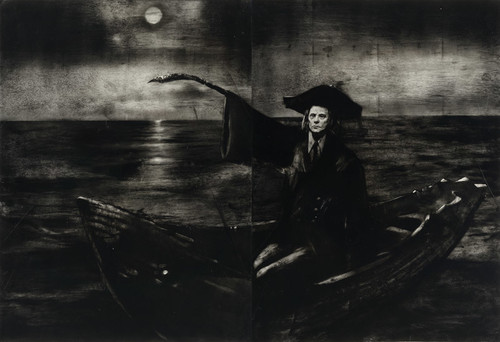 Jason Greig Farewell Italica...say goodnight Gracie 2012. Monoprint. Reproduced courtesy of the artist and Hamish McKay Gallery