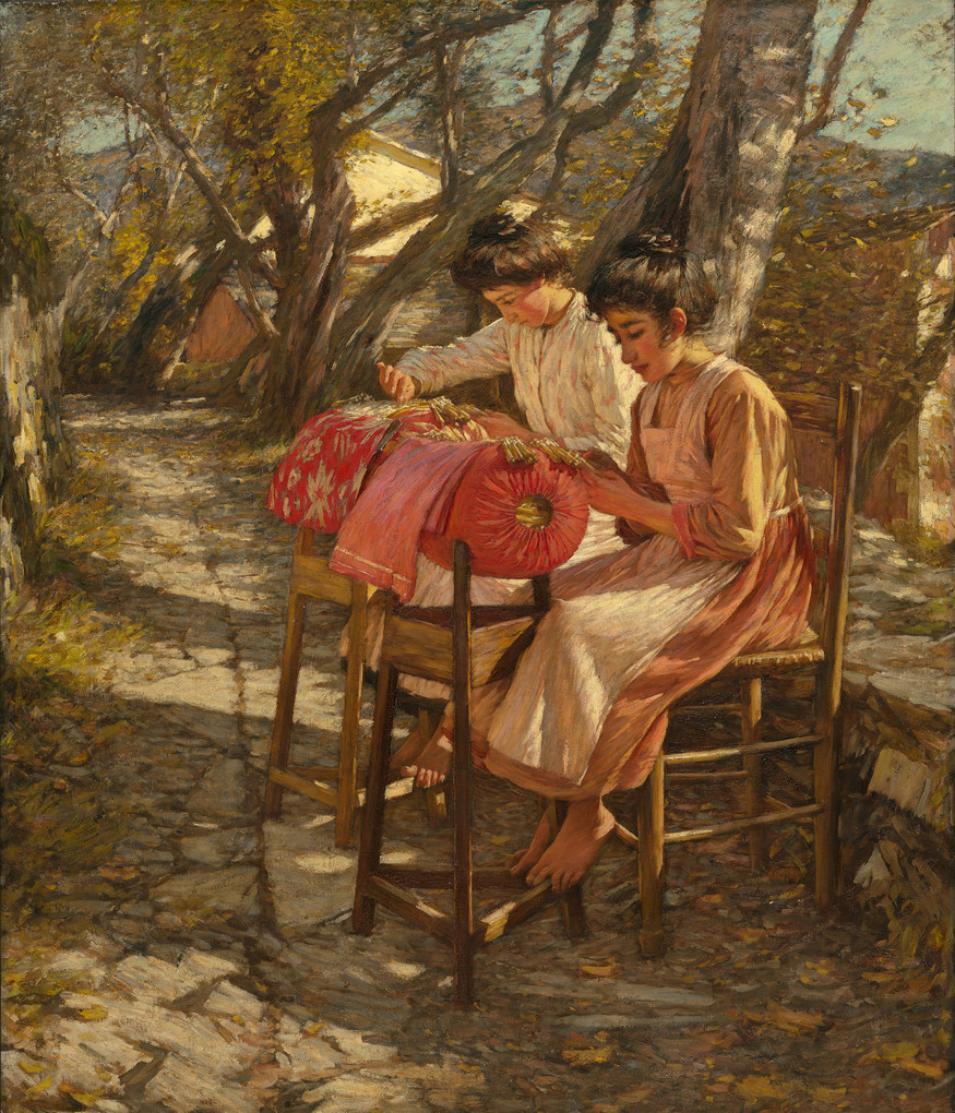 Henry H. La Thangue Making Ligurian Lace c.1905. Oil on canvas. Purchased by the Canterbury Society of Arts with the J.T. Peacock bequest 1912; presented to the city 1932