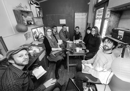 Gap Filler team clockwise from bottom left: Ryan Reynolds, Rachael Welfare, Bec May, Simon Gurnsey, Anita Parris, Rosaria Ferguson, Sally Airey and Richard Barnacle. Unable to be present were Coralie Winn, Hannah Airey and Trent Hiles. Photo: John Collie